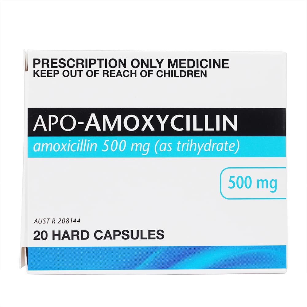 [サワシリンジェネリック]APOアモキシシリン500mg 【1箱20カプセル】