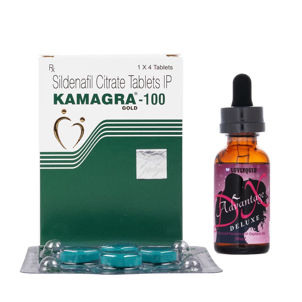 カマグラゴールド100mg4錠 7箱＋[LUVLYQUID]アドバンテージDX30ml 1本