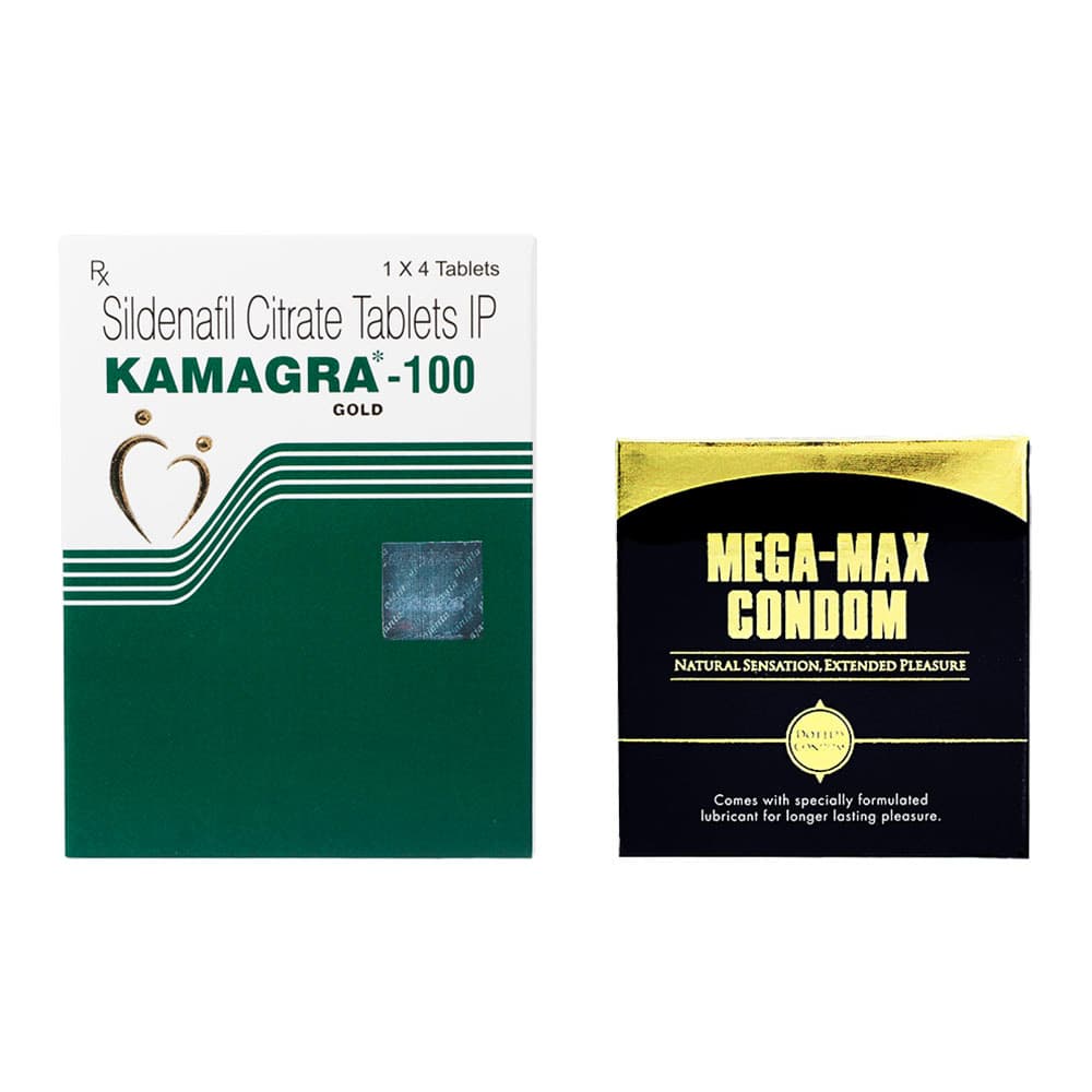 カマグラゴールド100mg(4錠7箱)＋メガマックスコンドーム(3個4箱) 【1セット】
