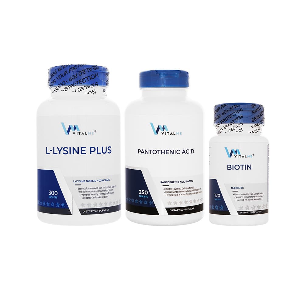 L-リジンプラス300錠+ビオチン10000mcg120錠+パントテン酸500mg250錠(バイタルミー) 【1セット】