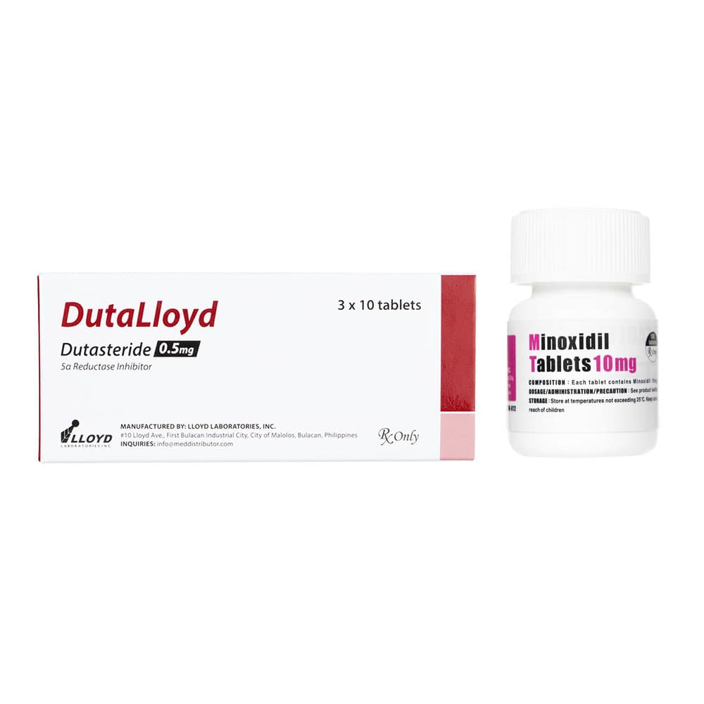 【新パッケージへ移行】デュタロイド0.5mg30錠1箱+ミノキシジルタブレット10mg100錠1本 【1セット】